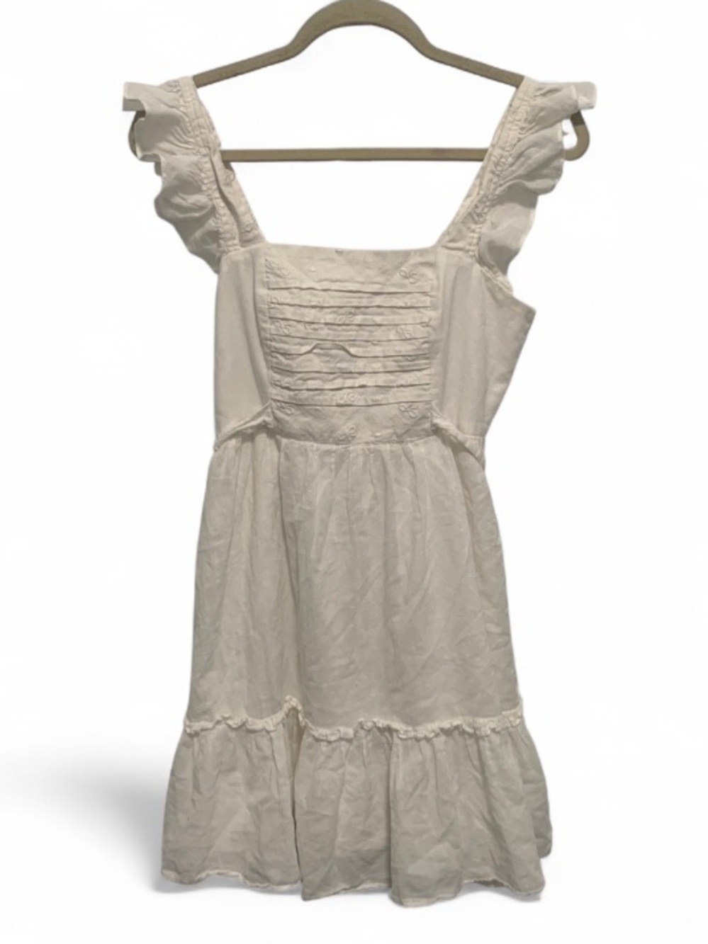 Betsey Johnson White Prairie Cottagecore Ruffle Sundress with Smocked Bodice